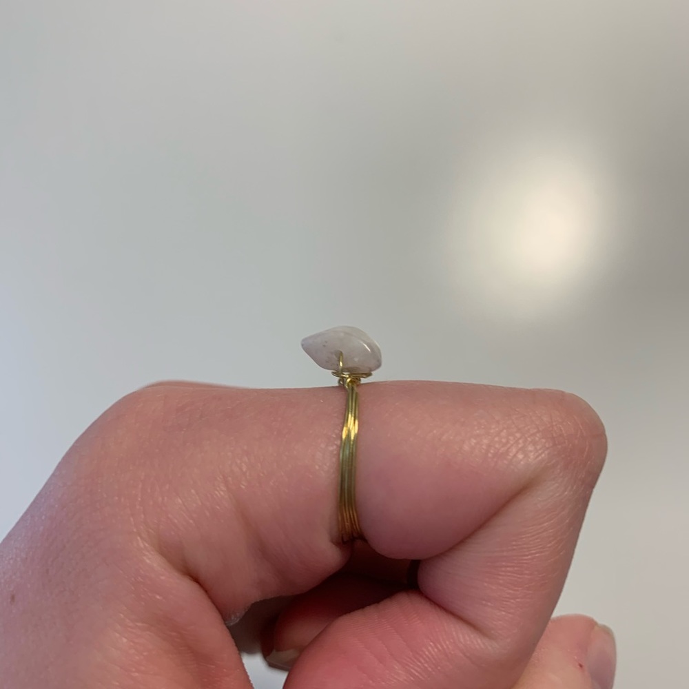 HANDMADE GOLD WIRE STONE RING 13mm